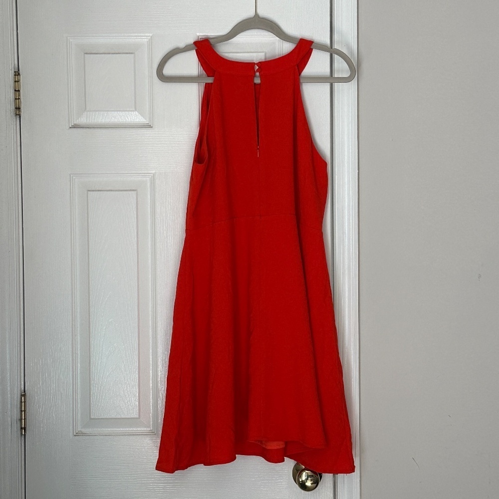 Maeve Women's Large Uma Halter Fit‎ Flare Dress Mini Orange Bold Anthropologie - Picture 5 of 8